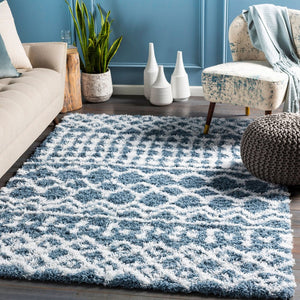 Livabliss Urban Shag Polypropylene Accent Rug with High Low Pile for Entryway or Bedside Denim, White 5'3" x 7'3" USG2311-5373