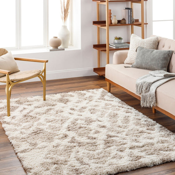 Livabliss Urban Shag Polypropylene Area Rug Plush High Pile Woven in Turkey for Living Rooms Beige, Medium B 6'7" x 9'6" USG2323-6796