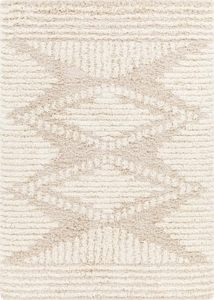 Livabliss Urban Shag Polypropylene Rug with Moroccan Geometric Pattern for Living Room Floors Beige, Ivory 6'7" x 9'6" USG2326-6796