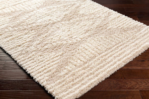 Livabliss Urban Shag Polypropylene Rug with Moroccan Geometric Pattern for Living Room Floors Beige, Ivory 6'7" x 9'6" USG2326-6796