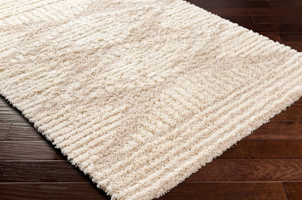 Livabliss Urban Shag Polypropylene Rug with Moroccan Geometric Pattern for Living Room Floors Beige, Ivory 6'7" x 9'6" USG2326-6796