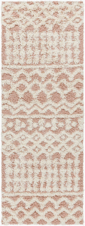 Livabliss Urban Shag Polypropylene Runner Rug with High Low Texture for Hallways and Entryways Dusty Pink, Whi 2'7" x 7'3" USG2339-2773