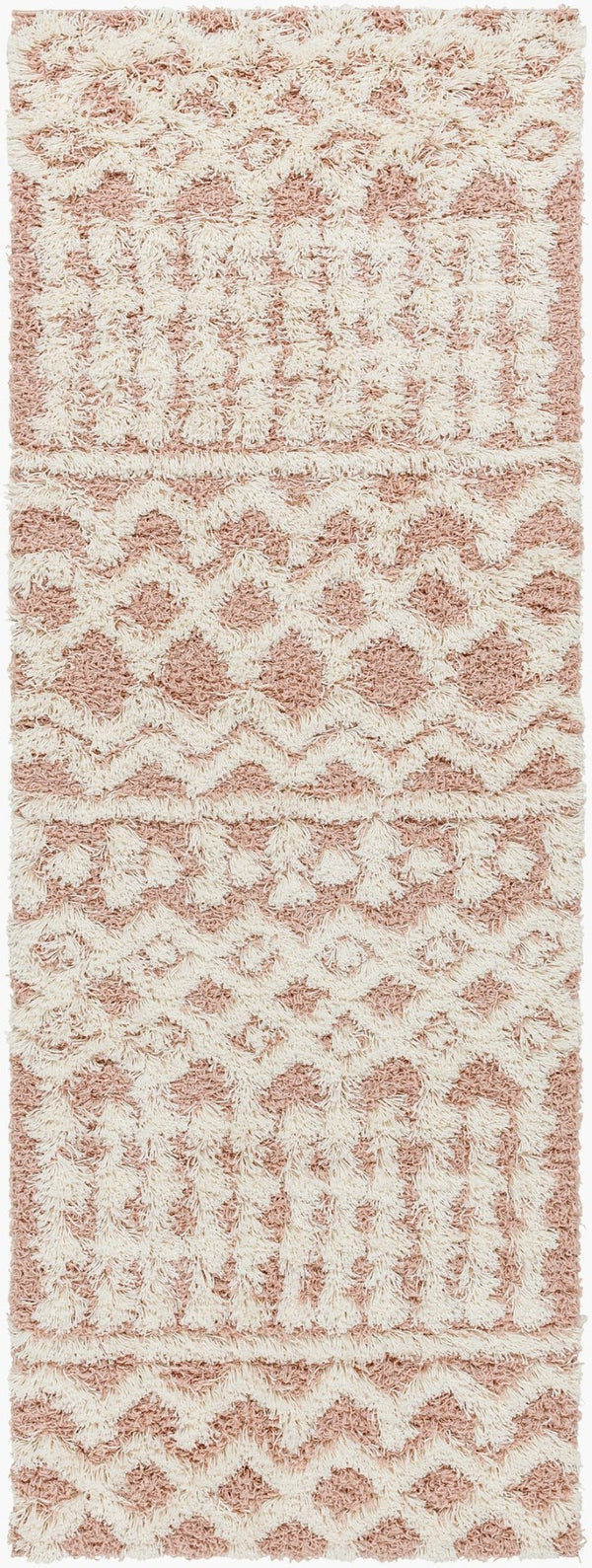 Livabliss Urban Shag Polypropylene Runner Rug with High Low Texture for Hallways and Entryways Dusty Pink, Whi 2'7" x 7'3" USG2339-2773