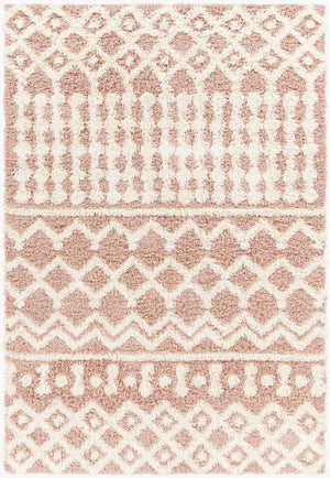 Livabliss Urban Shag Polypropylene Runner Rug with High Low Texture for Hallways and Entryways Dusty Pink, Whi 5'3" x 7'3" USG2339-5373
