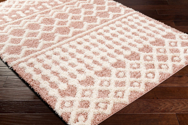 Livabliss Urban Shag Polypropylene Runner Rug with High Low Texture for Hallways and Entryways Dusty Pink, Whi 5'3" x 7'3" USG2339-5373
