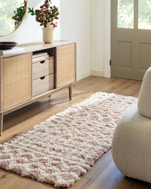 Livabliss Urban Shag Polypropylene Runner Rug with High Low Texture for Hallways and Entryways Dusty Pink, Whi 5'3" x 7'3" USG2339-5373