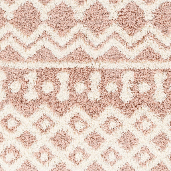 Livabliss Urban Shag Polypropylene Runner Rug with High Low Texture for Hallways and Entryways Dusty Pink, Whi 5'3" x 7'3" USG2339-5373