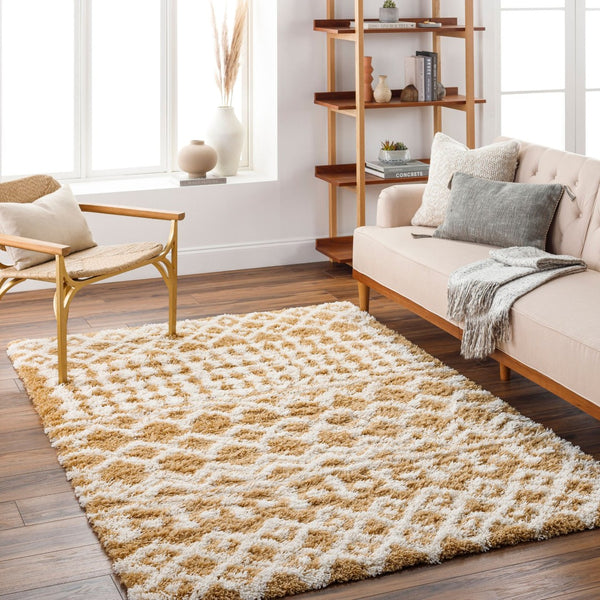 Livabliss Urban Shag Plush Polypropylene Runner Rug for Hallways Entryways and Bedroom Floors Camel, Ivory 9'2" x 12' USG2340-9312