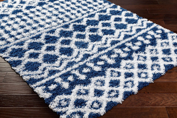 Livabliss Urban Shag Polypropylene Area Rug Mixed Pile Texture for Living Room or Bedroom Navy, White 9'2" x 12' USG2341-9312