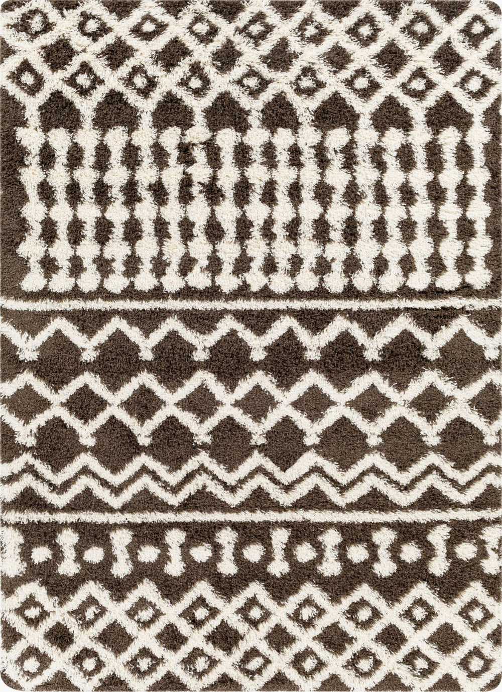 Livabliss Urban Shag Polypropylene Runner Rug with High Low Pile for Hallways and Entryways Dark Brown, Ivo 7'10" x 10'2" USG2342-710103
