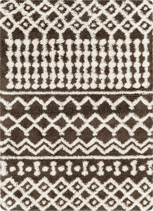 Livabliss Urban Shag Polypropylene Runner Rug with High Low Pile for Hallways and Entryways Dark Brown, Ivo 7'10" x 10'2" USG2342-710103