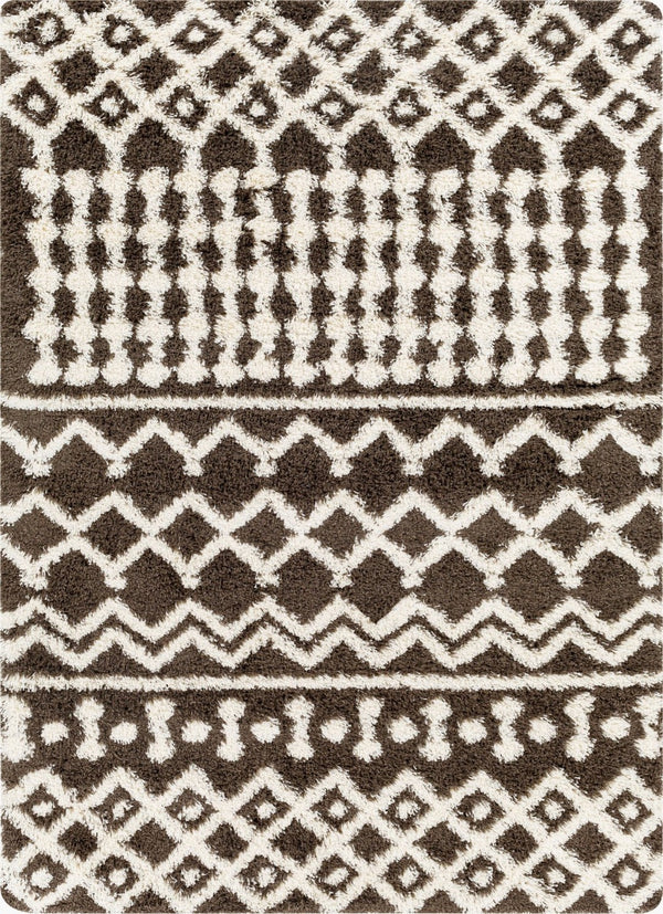 Livabliss Urban Shag Polypropylene Runner Rug with High Low Pile for Hallways and Entryways Dark Brown, Ivo 7'10" x 10'2" USG2342-710103