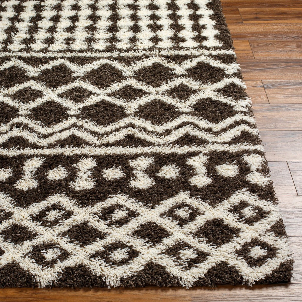 Livabliss Urban Shag Polypropylene Runner Rug with High Low Pile for Hallways and Entryways Dark Brown, Ivo 7'10" x 10'2" USG2342-710103