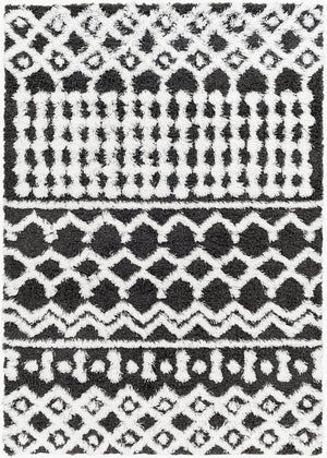 Livabliss Urban Shag Bohemian Runner Rug Plush Polypropylene Pile for Hallways and Entryways Black, White 2'7" x 7'3" USG2344-2773
