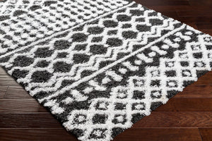 Livabliss Urban Shag Bohemian Runner Rug Plush Polypropylene Pile for Hallways and Entryways Black, White 2'7" x 7'3" USG2344-2773