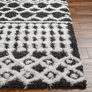 Livabliss Urban Shag Bohemian Runner Rug Plush Polypropylene Pile for Hallways and Entryways Black, White 2'7" x 7'3" USG2344-2773