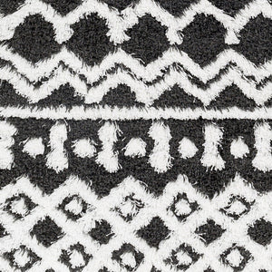 Livabliss Urban Shag Bohemian Runner Rug Plush Polypropylene Pile for Hallways and Entryways Black, White 2'7" x 7'3" USG2344-2773