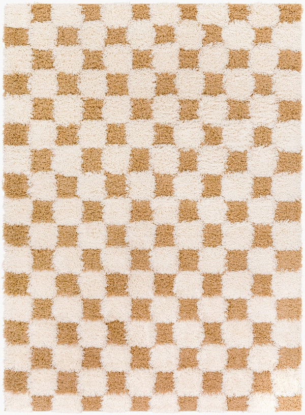 Livabliss Urban Shag Polypropylene Runner Rug Scandinavian Modern Style for Hallway or Entryway Cream, Mustard 9'2" x 12' USG2346-9212
