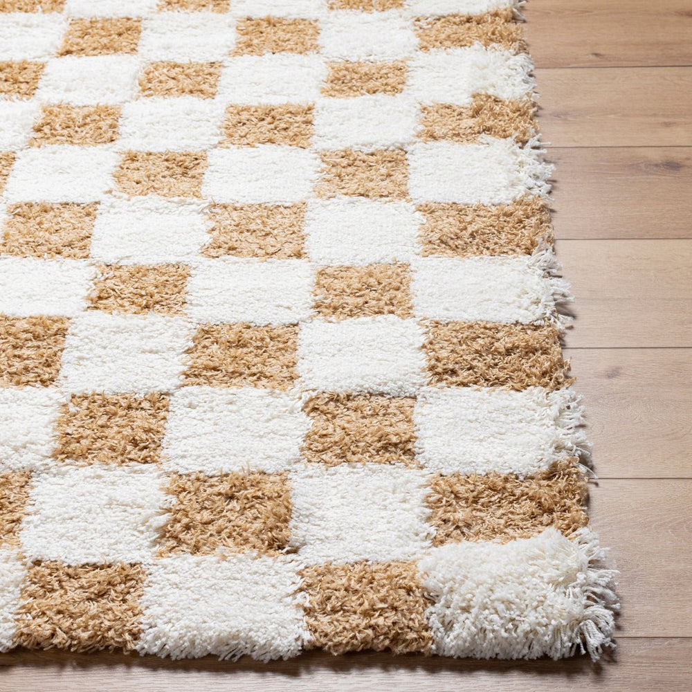 Livabliss Urban Shag Polypropylene Runner Rug Scandinavian Modern Style for Hallway or Entryway Cream, Mustard 9'2" x 12' USG2346-9212