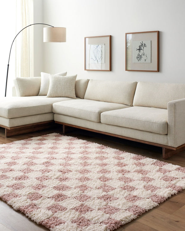 Livabliss Urban Shag Polypropylene Runner Rug Soft Scandinavian Style for Hallway or Entryway Cream, Dusty Pi 2'7" x 7'3" USG2347-2773