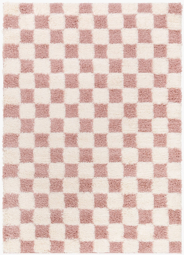 Livabliss Urban Shag Polypropylene Runner Rug Soft Scandinavian Style for Hallway or Entryway Cream, Dusty Pi 5'3" x 7'3" USG2347-5373