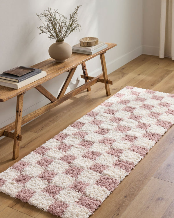 Livabliss Urban Shag Polypropylene Runner Rug Soft Scandinavian Style for Hallway or Entryway Cream, Dusty Pi 5'3" x 7'3" USG2347-5373