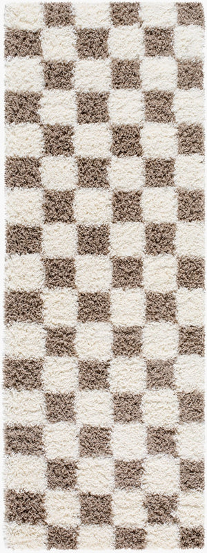 Livabliss Urban Shag Plush Polypropylene Runner Rug for Hallways and Entryways Nordic Style Cream, Brown 2'7" x 7'3" USG2348-2773