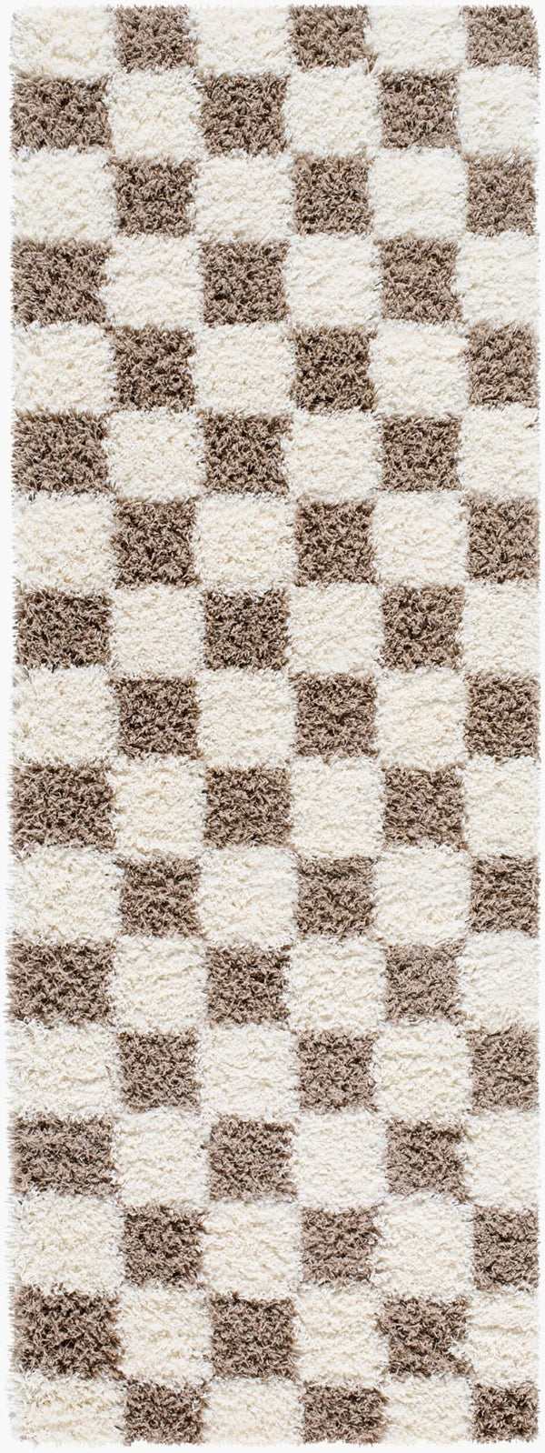 Livabliss Urban Shag Plush Polypropylene Runner Rug for Hallways and Entryways Nordic Style Cream, Brown 2'7" x 7'3" USG2348-2773