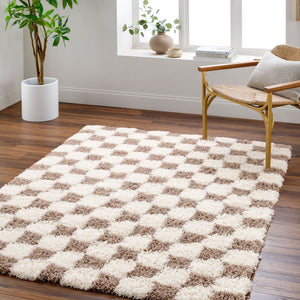 Livabliss Urban Shag Plush Polypropylene Runner Rug for Hallways and Entryways Nordic Style Cream, Brown 2'7" x 7'3" USG2348-2773
