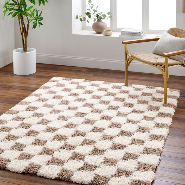 Livabliss Urban Shag Plush Polypropylene Runner Rug for Hallways and Entryways Nordic Style Cream, Brown 2'7" x 7'3" USG2348-2773