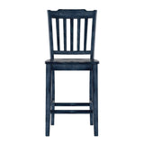 Homelegance By Top-Line Juliette Slat Back Wood Counter Height Chairs (Set of 2) Blue Rubberwood