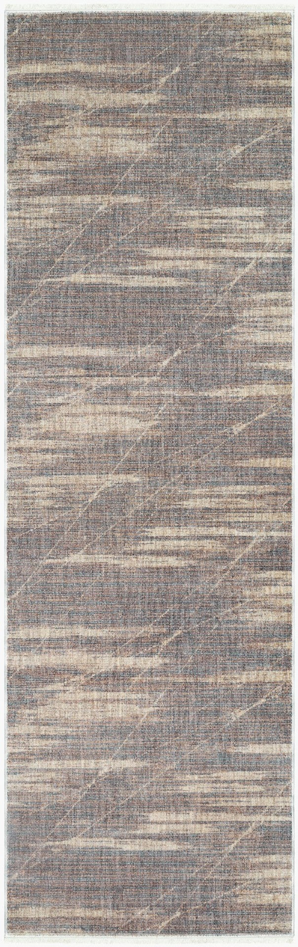 Livabliss Usonia Frank Lloyd Wright Geometric Runner Rug Warm Neutral Polyester Fringe Accent Gray, Dark Blue 3'2" x 10' USO2300-3210