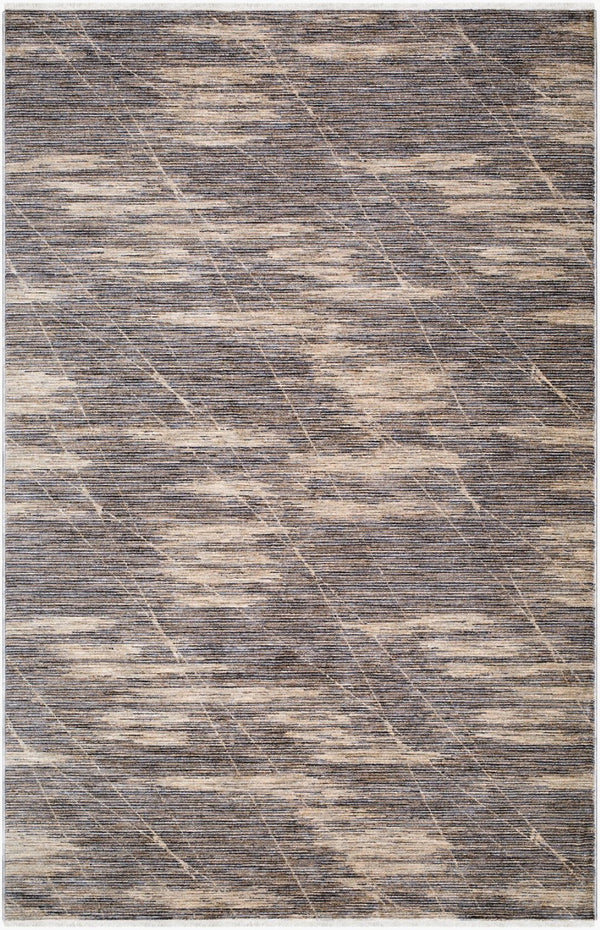 Livabliss Usonia Frank Lloyd Wright Geometric Runner Rug Warm Neutral Polyester Fringe Accent Gray, Dark Blue 5' x 7'8" USO2300-578