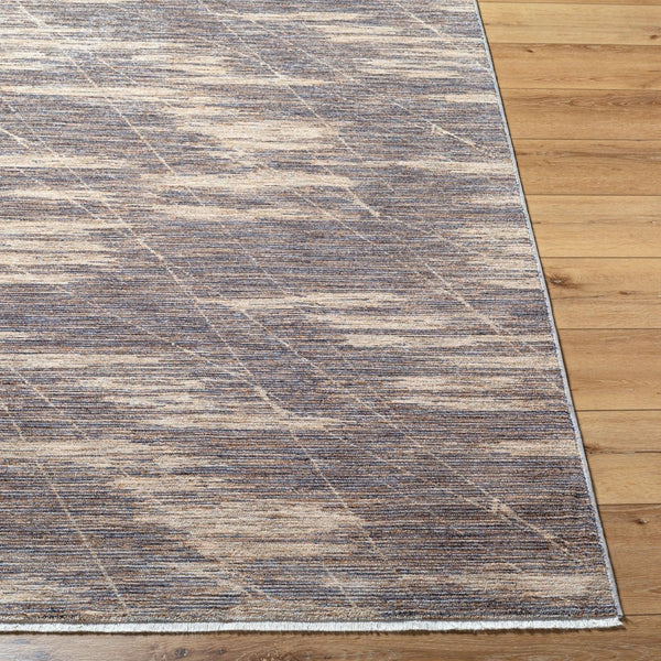 Livabliss Usonia Frank Lloyd Wright Geometric Runner Rug Warm Neutral Polyester Fringe Accent Gray, Dark Blue 5' x 7'8" USO2300-578