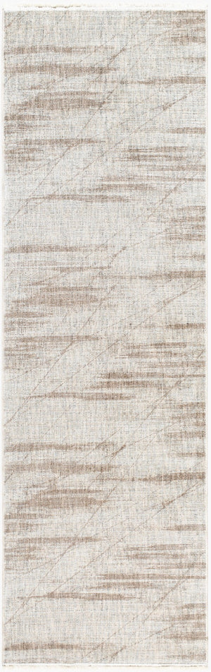 Livabliss Usonia Frank Lloyd Wright Runner Rug Machine Woven Neutral Fringe Hallway Accent White, Gray 3'2" x 10' USO2301-3210
