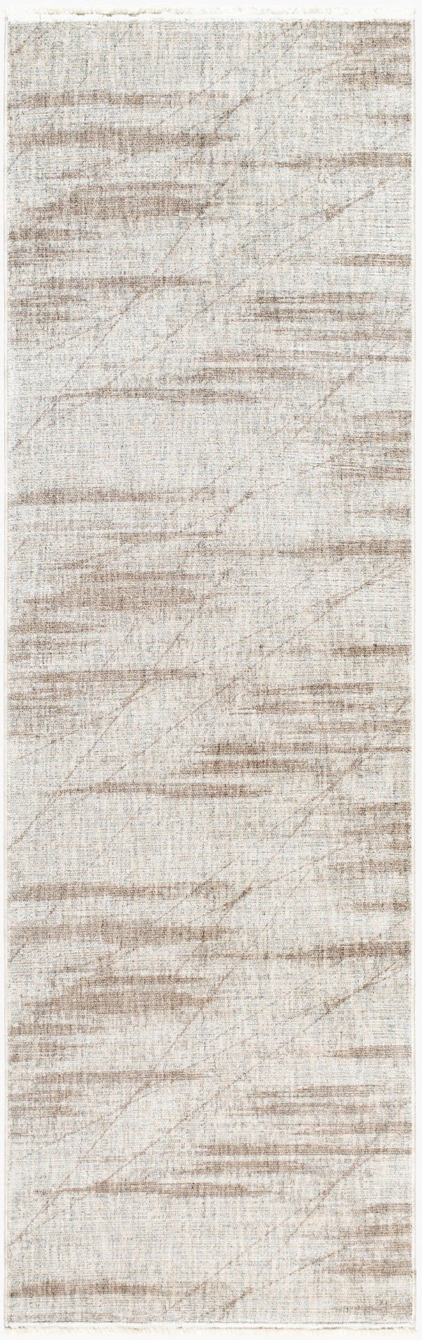 Livabliss Usonia Frank Lloyd Wright Runner Rug Machine Woven Neutral Fringe Hallway Accent White, Gray 3'2" x 10' USO2301-3210
