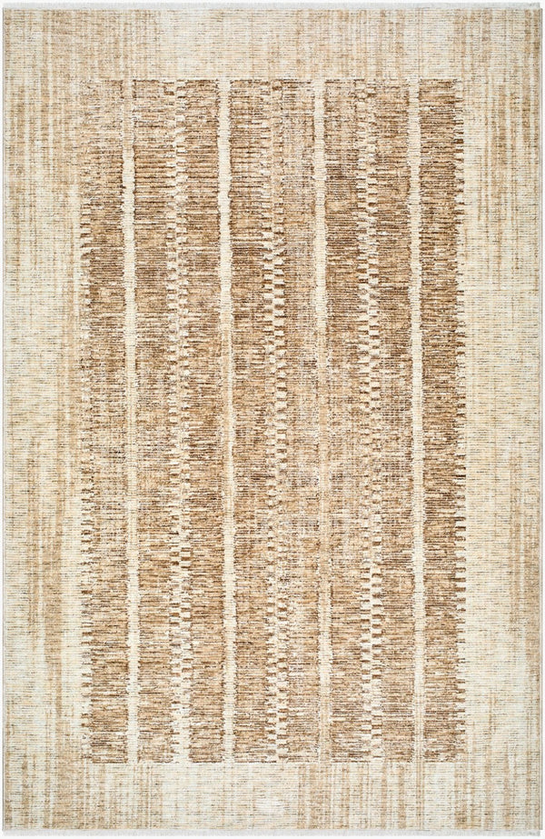 Livabliss Usonia Frank Lloyd Wright Geometric Runner Rug with Fringe for Hallway or Entryway White, Brown 9' x 12'5" USO2302-9125