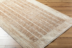 Livabliss Usonia Frank Lloyd Wright Geometric Runner Rug with Fringe for Hallway or Entryway White, Brown 9' x 12'5" USO2302-9125