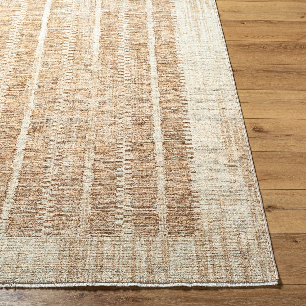 Livabliss Usonia Frank Lloyd Wright Geometric Runner Rug with Fringe for Hallway or Entryway White, Brown 9' x 12'5" USO2302-9125