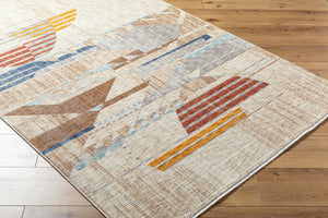 Livabliss Usonia Frank Lloyd Wright Inspired Runner Rug Organic Pattern Fringe Hallway Accent White, Gray 3'2" x 10' USO2303-3210