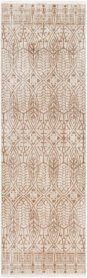 Livabliss Usonia Frank Lloyd Wright Geometric Runner Rug Polyester Woven Hallway Accent White, Brown 3'2" x 10' USO2305-3210
