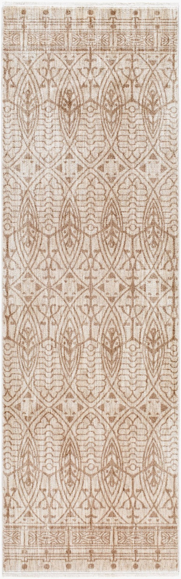 Livabliss Usonia Frank Lloyd Wright Geometric Runner Rug Polyester Woven Hallway Accent White, Brown 3'2" x 10' USO2305-3210