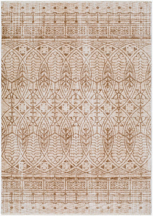 Livabliss Usonia Frank Lloyd Wright Geometric Runner Rug Polyester Woven Hallway Accent White, Brown 3'2" x 4'11" USO2305-32411