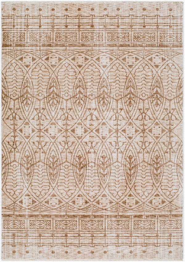 Livabliss Usonia Frank Lloyd Wright Geometric Runner Rug Polyester Woven Hallway Accent White, Brown 3'2" x 4'11" USO2305-32411