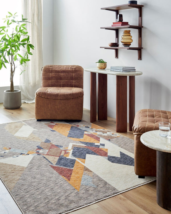 Livabliss Usonia Frank Lloyd Wright Geometric Polyester Runner Rug for Hallways and Entryways White, Gray 7'10" x 10' USO2307-71010