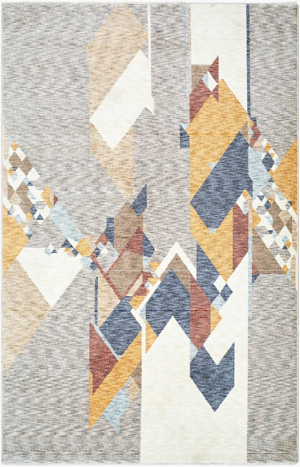 Livabliss Usonia Frank Lloyd Wright Geometric Polyester Runner Rug for Hallways and Entryways White, Gray 7'10" x 10' USO2307-71010
