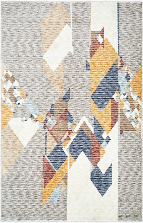 Livabliss Usonia Frank Lloyd Wright Geometric Polyester Runner Rug for Hallways and Entryways White, Gray 7'10" x 10' USO2307-71010