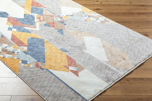 Livabliss Usonia Frank Lloyd Wright Geometric Polyester Runner Rug for Hallways and Entryways White, Gray 7'10" x 10' USO2307-71010