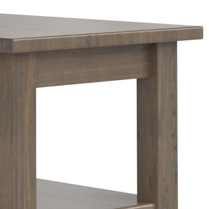 English Elm Lev Narrow End Table Smoky Brown - Handcrafted Solid Wood, Drawer & Open Shelf, Transitional Style B136P158814
