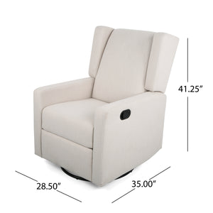 English Elm Christopher Knight Home® - Swivel Recliner Pushback Chair with Lever & Wingback Design, Space-Saving Swivel Recliner for Living Room Beige 67547.00BGE